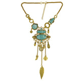 Maxbell Ethnic Jewelry Turquoise Tassel Choker Bohemian Statement Necklace Gold