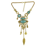 Maxbell Ethnic Jewelry Turquoise Tassel Choker Bohemian Statement Necklace Gold