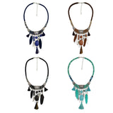 Maxbell Vintage Jewelry Turquoise Tassels Choker Bohemian Statement Necklace Black