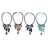 Maxbell Vintage Jewelry Turquoise Tassels Choker Bohemian Statement Necklace Black