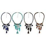 Maxbell Vintage Jewelry Turquoise Tassels Choker Bohemian Statement Necklace Black