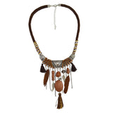 Maxbell Vintage Jewelry Turquoise Tassels Choker Bohemian Statement Necklace Brown