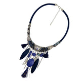 Maxbell Vintage Jewelry Turquoise Tassels Choker Bohemian Statement Necklace Blue