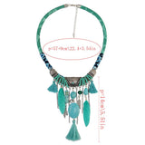 Maxbell Vintage Jewelry Turquoise Tassels Choker Bohemian Statement Necklace Green