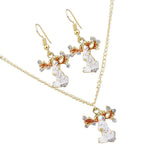 Maxbell Christmas Themed Necklaces Earrings Jewelry Set Kids Gift Elk