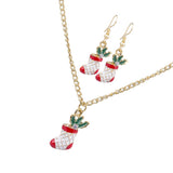 Maxbell Christmas Themed Necklaces Earrings Jewelry Set Kids Gift Boot