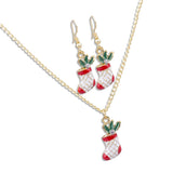 Maxbell Christmas Themed Necklaces Earrings Jewelry Set Kids Gift Boot