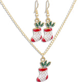 Maxbell Christmas Themed Necklaces Earrings Jewelry Set Kids Gift Boot