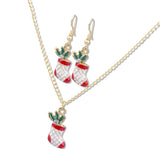 Maxbell Christmas Themed Necklaces Earrings Jewelry Set Kids Gift Boot