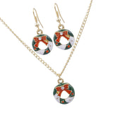 Maxbell Christmas Themed Necklaces Earrings Jewelry Set Kids Gift Circle