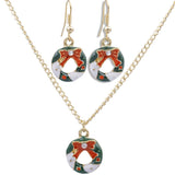 Maxbell Christmas Themed Necklaces Earrings Jewelry Set Kids Gift Circle