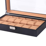 Maxbell Fashion Luxury Black 6/12Grids PU Leather Watch Box Storage Cases 12 Grids