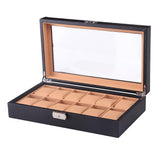 Maxbell Fashion Luxury Black 6/12Grids PU Leather Watch Box Storage Cases 12 Grids