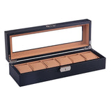 Maxbell Fashion Luxury Black 6/12Grids PU Leather Watch Box Storage Cases 6 Grids