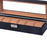 Maxbell Fashion Luxury Black 6/12Grids PU Leather Watch Box Storage Cases 6 Grids