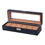 Maxbell Fashion Luxury Black 6/12Grids PU Leather Watch Box Storage Cases 6 Grids