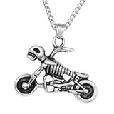 Maxbell Punk Rock Men Skull Motorcycle Pendant Necklace Chain Halloween Jewelry Gift