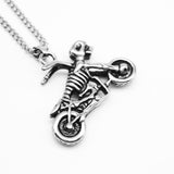 Maxbell Punk Rock Men Skull Motorcycle Pendant Necklace Chain Halloween Jewelry Gift