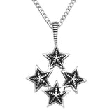Maxbell Stainless Steel Men's Vintage Punk Pentagram 4-Stars Pendant Chain Necklace