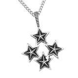 Maxbell Stainless Steel Men's Vintage Punk Pentagram 4-Stars Pendant Chain Necklace