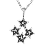 Maxbell Stainless Steel Men's Vintage Punk Pentagram 4-Stars Pendant Chain Necklace