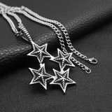 Maxbell Stainless Steel Men's Vintage Punk Pentagram 4-Stars Pendant Chain Necklace