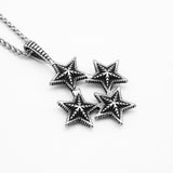 Maxbell Stainless Steel Men's Vintage Punk Pentagram 4-Stars Pendant Chain Necklace