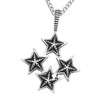 Maxbell Stainless Steel Men's Vintage Punk Pentagram 4-Stars Pendant Chain Necklace