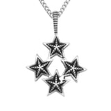 Maxbell Stainless Steel Men's Vintage Punk Pentagram 4-Stars Pendant Chain Necklace