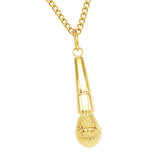 Maxbell Fashion Hip Hop Men Stainless Steel Microphone Pendant Necklace Chain Gold
