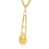 Maxbell Fashion Hip Hop Men Stainless Steel Microphone Pendant Necklace Chain Gold