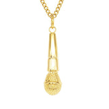 Maxbell Fashion Hip Hop Men Stainless Steel Microphone Pendant Necklace Chain Gold