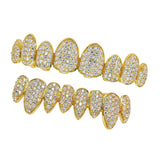 Maxbell AAA Zircon Teeth Grills CZ Top Bottom Caps Hip Hop Halloween Gift Gold
