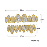 Maxbell AAA Zircon Teeth Grills CZ Top Bottom Caps Hip Hop Halloween Gift Gold