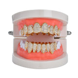 Maxbell AAA Zircon Teeth Grills CZ Top Bottom Caps Hip Hop Halloween Gift Gold