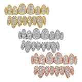 Maxbell AAA Zircon Teeth Grills CZ Top Bottom Caps Hip Hop Halloween Gift Gold