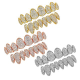 Maxbell AAA Zircon Teeth Grills CZ Top Bottom Caps Hip Hop Halloween Gift Gold