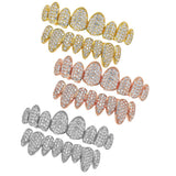 Maxbell AAA Zircon Teeth Grills CZ Top Bottom Caps Hip Hop Halloween Gift Gold