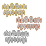 Maxbell AAA Zircon Teeth Grills CZ Top Bottom Caps Hip Hop Halloween Gift Gold