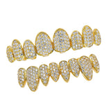Maxbell AAA Zircon Teeth Grills CZ Top Bottom Caps Hip Hop Halloween Gift Gold