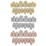 Maxbell AAA Zircon Teeth Grills CZ Top Bottom Caps Hip Hop Halloween Gift Gold