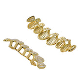 Maxbell AAA Zircon Teeth Grills CZ Top Bottom Caps Hip Hop Halloween Gift Gold