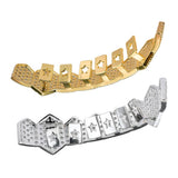 Maxbell Micro Zircon Vampire Top 8 Teeth Fang Grills Hiphop Mouth Grill Gold