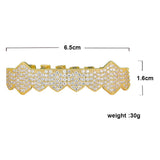 Maxbell 18K Gold Plated Single Row Micro Pave Crystal Mouth Teeth Grill Gold