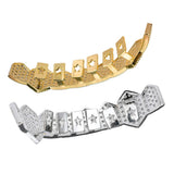 Maxbell 18K Gold Plated Single Row Micro Pave Crystal Mouth Teeth Grill Gold