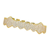 Maxbell 18K Gold Plated Single Row Micro Pave Crystal Mouth Teeth Grill Gold