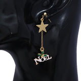 Maxbell Asymmetric Chain Dangle Christmas Ear Studs Star Charms Earrings Snowman