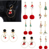 Maxbell Asymmetric Chain Dangle Christmas Ear Studs Star Charms Earrings Snowman