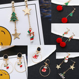 Maxbell Asymmetric Chain Dangle Christmas Ear Studs Star Charms Earrings Snowman