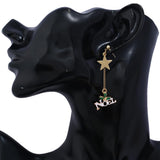 Maxbell Asymmetric Chain Dangle Christmas Ear Studs Star Charms Earrings Snowman